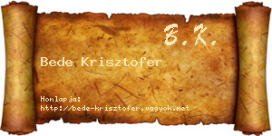 Bede Krisztofer névjegykártya